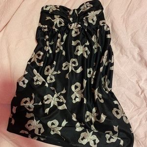 Betsey Johnson bow pattern strapless mini party dress